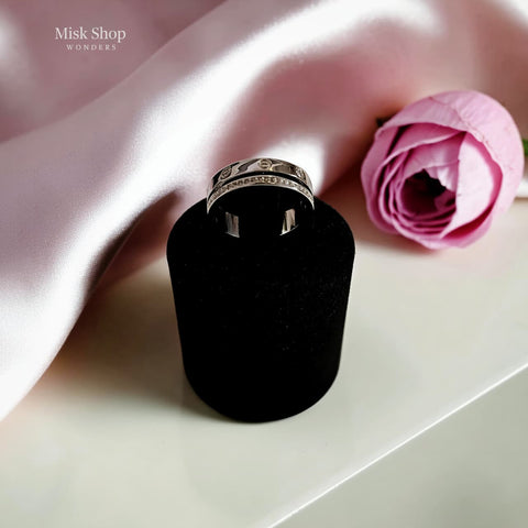 Double silver Cartier inspired ring with zircon stones plated in white gold and platinum by Misk Shop