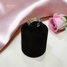 Dual-tone gold and silver zircon ring with sparkling round stones and adjustable free size design by Misk Shop