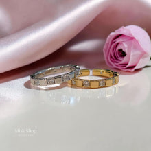 Dual-tone gold and silver zircon ring with sparkling round stones and adjustable free size design by Misk Shop