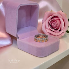 Dual-tone gold and silver zircon ring with sparkling round stones and adjustable free size design by Misk Shop