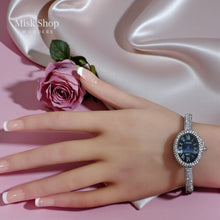 Elegant Oval Women Watch with Zircon – 18K Gold Plated Stainless Steel Waterproof