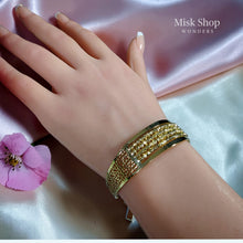 
اسوارة ذهبية بتصميم كرات منقوشة عريضة قابلة للتعديل مطلية ذهب عيار 18 من Misk Shop