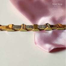 اسوارة ذهب 18 بتصميم هندسي مع زيركون فضي أنيق من Misk Shop