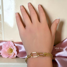 Elegant gold plated chain jewelry set with necklace bracelet and earrings displayed from Misk Shop
