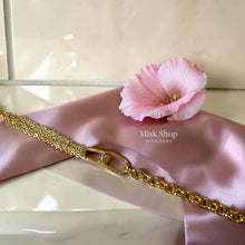 Elegant gold plated chain jewelry set with necklace bracelet and earrings displayed from Misk Shop
