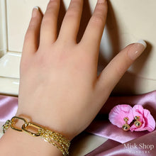 Elegant gold plated chain jewelry set with necklace bracelet and earrings displayed from Misk Shop
