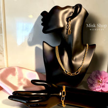 Elegant gold plated chain jewelry set with necklace bracelet and earrings displayed from Misk Shop

