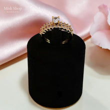 Elegant delicate gold wedding ring with 21K gold plating and sparkling zircon stones by Misk Shop Jordan.