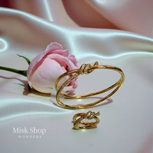 Gold Plated Knot Bracelet with Ring Set
