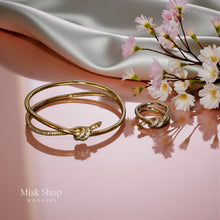 Gold Plated Knot Bracelet with Ring Set