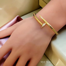 21k gold plated nail bangle with zircon stones standard size