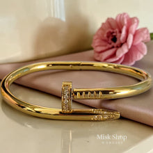 21k gold plated nail bangle with zircon stones standard size