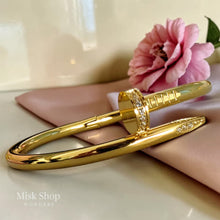 21k gold plated nail bangle with zircon stones standard size