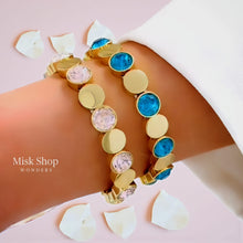 Gold Plated Elastic Gemstone Bracelets – Free Size
