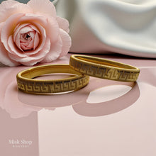 Gold Plated Elastic Bangles with Luxury Geometric Pattern – Free Size