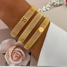 Gold Plated Elastic Bangles with Luxury Geometric Pattern – Free Size