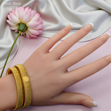 Gold Plated Elastic Bangles with Luxury Geometric Pattern – Free Size