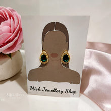 حلق دمعة أخضر مطلي ذهب عيار 21 من Misk Shop