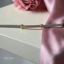 اسوارة ستراب تصميم H مرصعة زيركون ستانلس ستيل مطلية ذهب أبيض Two Tone من Misk Shop