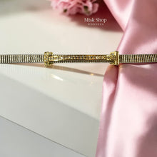 اسوارة ستراب تصميم H مرصعة زيركون ستانلس ستيل مطلية ذهب أبيض Two Tone من Misk Shop