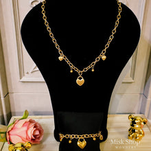 Elegant Heart Jewelry Set (Necklace & Bracelet) 18K Gold Plated Stainless Steel – Adjustable Bracelet