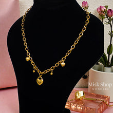 Elegant Heart Jewelry Set (Necklace & Bracelet) 18K Gold Plated Stainless Steel – Adjustable Bracelet