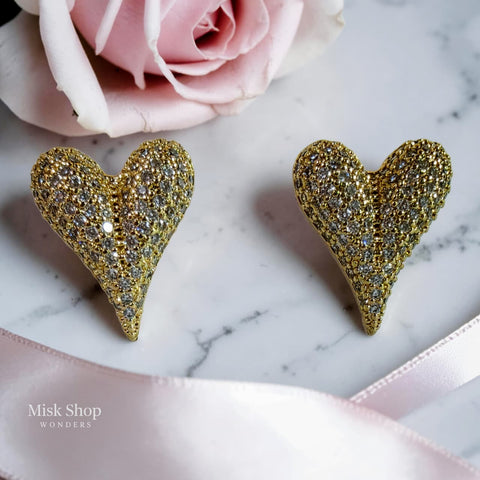 حلق قلب مرصع زيركون مطلي ذهب من Misk Shop