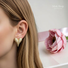 حلق قلب مرصع زيركون مطلي ذهب من Misk Shop