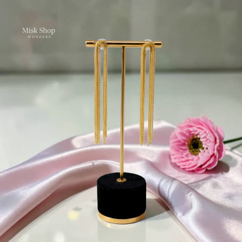 حلق طويل انسيابي مطلي ذهب عيار 21 من Misk Shop