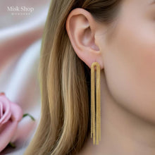 حلق طويل انسيابي مطلي ذهب عيار 21 من Misk Shop