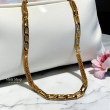 Long double chain necklace gold plated 18K stainless steel women jewelry