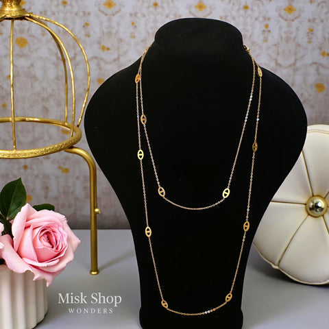 Long H link necklace 18K gold plated stainless steel for women