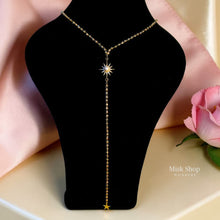 Long star pendant necklace with pearl and gold bead chain 18k gold tone from Misk Shop
