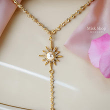 Long star pendant necklace with pearl and gold bead chain 18k gold tone from Misk Shop
