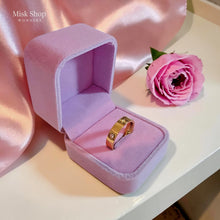 18K gold plated love inspired ring with sparkling zircon stone and signature screw motif design available in multiple sizes by Misk Shop