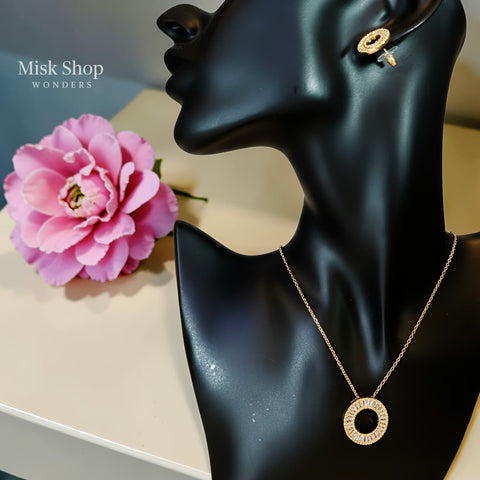 طقم دائري فاخر مطلي ذهب عيار 21 مرصع بزيركون لامع من Misk Shop