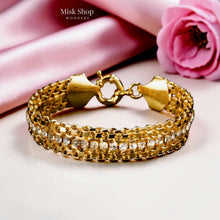 Luxury gold multi-chain zircon bracelet with royal statement design
