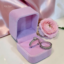 Luxury silver wedding ring with white gold and platinum plating and high clarity zircon stones by Misk Shop Jordan.