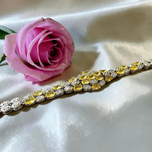 Luxury two-tone zircon jewelry set with necklace, earrings, bracelet, and free-size ring for glamorous evening occasions