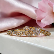 Luxury wide wedding ring with 21K gold plating and high clarity zircon stones by Misk Shop Jordan.