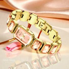 Luxury Pink Crystal Women Watch – 18K Gold Plated Stainless Steel