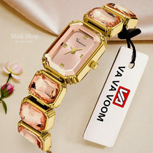 Luxury Pink Crystal Women Watch – 18K Gold Plated Stainless Steel