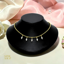 Gold-plated ball chain choker with five high-transparency marquise zircon drops