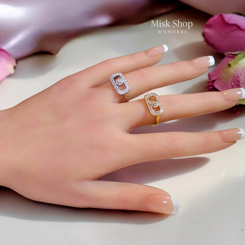 Messika inspired adjustable zircon ring in yellow or white gold plating – Misk Shop