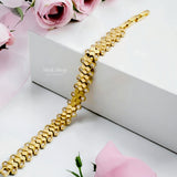 18K gold plated flexible honeycomb zircon bracelet displayed flat