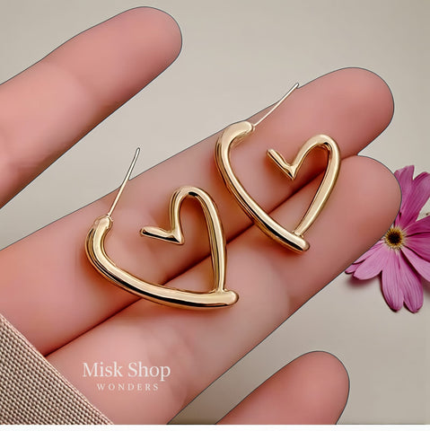 أقراط قلب مفتوح ستانلس ستيل 316L مطلية ذهب – تصميم ناعم يومي