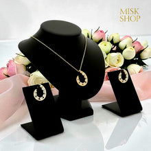 Gold open teardrop necklace and matching earrings set