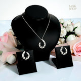 Silver open teardrop necklace and matching earrings set