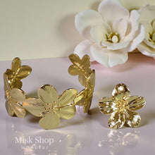 18K gold plated floral bracelet for women nature inspired design with optional free size ring
