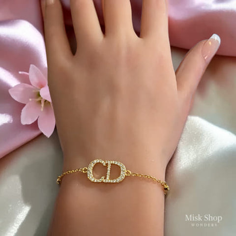 Gold plated CD bracelet with zircon stones from Misk Shop